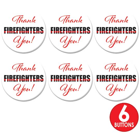 Beistle 2" Red Thank You Firefighters Buttons, 6ct.